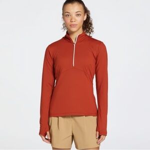 CALIA Women's Two Tone Long Sleeve Half Zip Golf Shirt in Orange Sz Medium